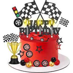 48 Pcs Racing Car Cake Topper Decoration Birthday Supplies Party Favors Car Themed Party Favor for Boy Kid(Red)