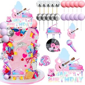 LaVenty Singer Birthday Cake Decoration Party Decorations Birthday Girls Theme Photo Backdrop Era Party Music Fans Lover Party Supplies