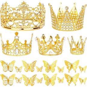 تيجان لباقات الزهور ， 53pcs زخارف الفراشة الذهب زخارف كعكة الفراشة باقة باقة الذهب الكعكة التاج العليا ليجان صغير للباقات