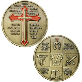 Put On The Whole Armor of God Challenge Coin Eph 6:13-17 Templar Knight Coin