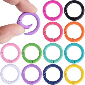 CustomyLife 24Pcs Colorful Spring O Rings, 24mm Metal Round Carabiner Clips, Snap Trigger Buckle DIY Accessories for Keyrings Purse Keychain Handbag