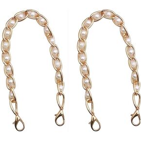 Homesogood 2pcs سلسلة أكياس لؤلؤة تقليد ، 12.7 بوصة محفظة مقبض سلسلة حقيبة الحزام للنساء مقبض الأنيقة قصيرة سلسلة سحر سحر خط الوحي