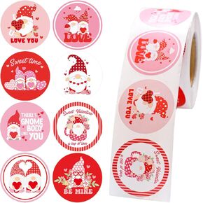 ملصقات 500pcs لعيد عيد الحب ، 8 تصميمات GNOME ملصقات رومانسية مظروف القلب الرومانسي ملصقات لاصقة لعيد الحب تفضل هدية هدية.