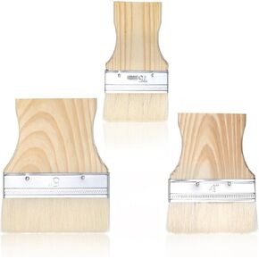 3 Pack Flat Paddle Paint Brush Set Wooden Handle Paintbrush 3/4/5 Inch Wide Paint Brush Art Paint Brush Large Paint Brush Stain Brush for Oil and Acrylic Paints