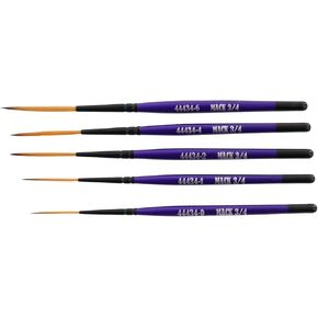 مجموعة فرشاة Mack من (5) Series 44434 The Virus Script Script Pinstriping أحجام أحجام 0-6 مع مقبض 3/4 و Taklon الذهبي المخلوط بشكل خاص