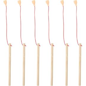 STOBOK 6 Pieces Magnetic Fishing Game Wooden Magnetic Fishing Poles, Magnet Poles Fishing Rod Toys Magnetic Fishing Games for Kindergarten Kids Pool Activity Game Supplies