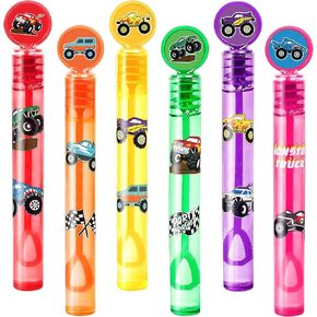 24pcs Monster Truck Diy Bubble Wands مع ملصقات 96pcs - لحفلات الحفلات لأكياس Goodie ، وأشجار بيناتا ، ومستلزمات أعياد الميلاد ذات الفقاعات الصغيرة ، وهدايا الألعاب ، وجوائز الفصل للأطفال الصغار ، والأولاد والبنات