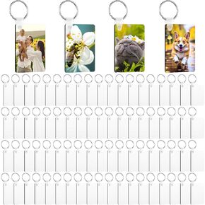 240Pcs Rectangle Sublimation Keychain Blanks Keychains Tag Double Side Heat Transfer Blanks Board Key Rings for Sublimation DIY Keychain Crafting