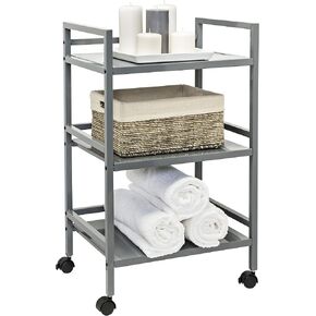3-Tier Utility Cart,Multi-Purpose Metal Rolling, Gray