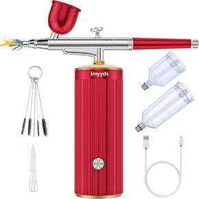 imyyds Airbrush Kit with Compressor, 32 PSI High Pressure Cordless Air Brush Kit with Air Compressor, Portable Single-Action Airbrush Compressor Set, Mini Airbrush Kit for Painting, Model, Nail,Makeup