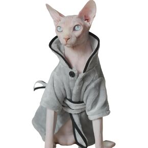 Hairless Cat Pajamas Thick Warm Autumn and Winter Cat Clothes for Sphynx Cat, Devon Rex Cat, Cornish and Small Cats (X-Large)