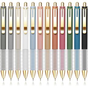 MiSiBao Black Ballpoint Pens 1.0mm Pens Retractable Ball Point Pens Smooth Writing (Metal pen clip, 12-pack)