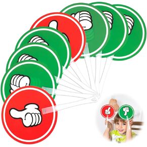 Thinp 8 Pack Thumbs Up Thumbs Down Paddles,Plastic Voting Paddles Green Red Auction Paddles with Thumbs Yes No Paddles True False Paddles for Teacher Student Interaction Teacher Classroom Event Sign