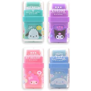 4 Pack Kawaii Cartoon Creative Roller Erasers - Roller Eraser with Roller Cleaner, Clean Up Eraser with Cover and Roller, Dual-Sided for Error Correction & Debris Collection