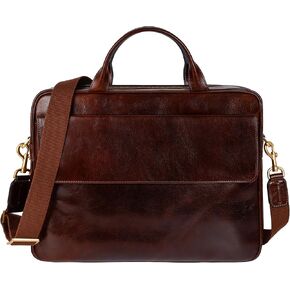 Time Resistance Leather Briefcase - Italian Handmade Leather Laptop Bag - Handbag for Men - Professional Computer Case