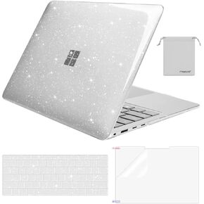 MOSISO Compatible with Microsoft Surface Laptop Case 13.8 inch 2024 Touchscreen 7th Edition 2024 Release Model 2036, Glitter Sparkly Hard Shell&Keyboard Cover&Screen Protector&Storage Bag, Transparent