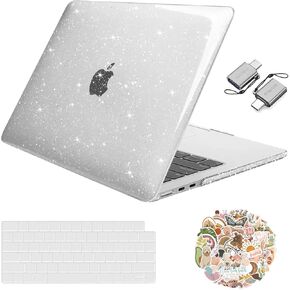 MOSISO Compatible with MacBook Air 13 inch Case 2025 2024 2023 2022 M3 A3113 M2 A2681, Glitter Sparkly Plastic Hard Shell&Keyboard Cover&Laptop Decals&Type C for MacBook Air 13.6 inch, Navy Blue