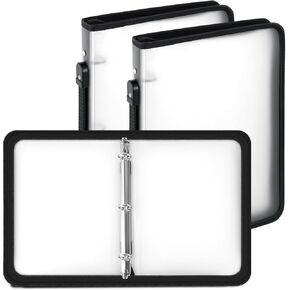Teling 2 Pack 1 Inch Zipper Binder with 3 Ring Cover Refillable Zipper Binder Plastic Clear Binder File Organizer Planner for Projects, Assignments, Memos, School Work(White)