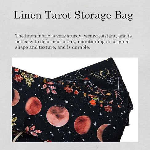 Knana Tarot Card Holder - Linen Tarot Card Case, Tarot Card Bag with Tarot Coin, Tarot Card Storage, Tarot Accessories, Suitable for Most Sizes of Tarot Cards, Oracle Cards (Sun Moon) in Kuwait