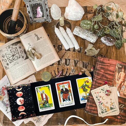 Knana Tarot Card Holder - Linen Tarot Card Case, Tarot Card Bag with Tarot Coin, Tarot Card Storage, Tarot Accessories, Suitable for Most Sizes of Tarot Cards, Oracle Cards (Sun Moon) in Kuwait