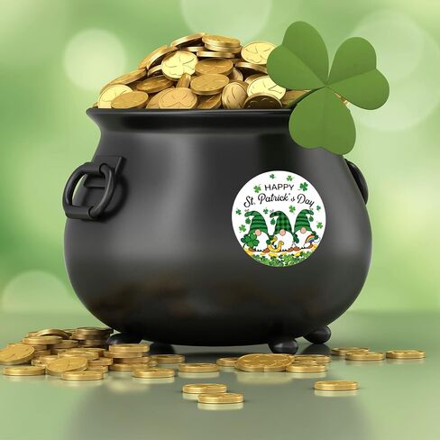 Whaline 1000Pcs St. Patrick's Day Stickers Roll Green Buffalo Plaid Shamrock Round Stickers 1.5Inch Lucky Clover Label Tags Self-Adhesive Stickers for Irish Party Seals Cards Envelopes, 8 Design in Saudi Arabia