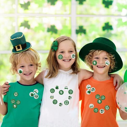 Whaline 1000Pcs St. Patrick's Day Stickers Roll Green Buffalo Plaid Shamrock Round Stickers 1.5Inch Lucky Clover Label Tags Self-Adhesive Stickers for Irish Party Seals Cards Envelopes, 8 Design in Saudi Arabia