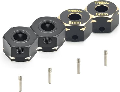 TREAL BRASS Extended Wheels Hex Hubs Adapters 12 * 8mm (4) PCS لـ AXIAL CAPRA SCX10 III JLU Gladiator Bronco Base Camp in Kuwait