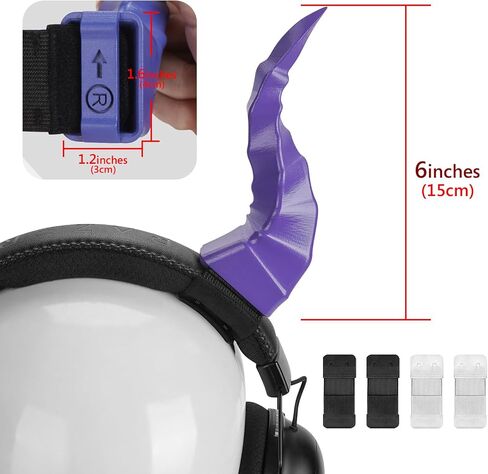 Geekria 3D Printed Demon Horns for Over Ear Headphone, Handmade Devil Horns Headband, Headphone Adjustable Accessories, Cosplay Ears Attachment in Various Dress Up Party Halloween (Purple) in Saudi Arabia