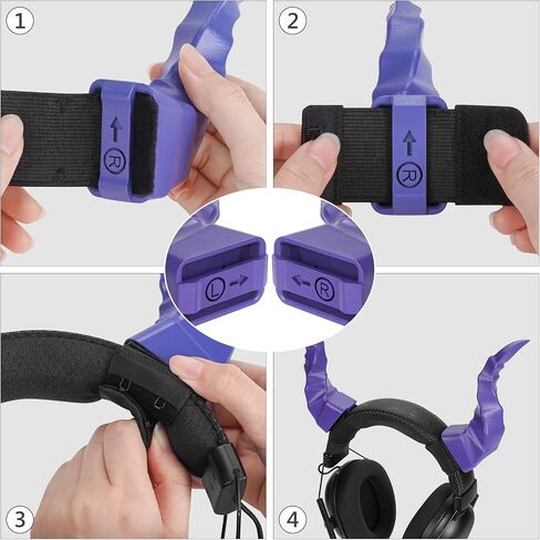 Geekria 3D Printed Demon Horns for Over Ear Headphone, Handmade Devil Horns Headband, Headphone Adjustable Accessories, Cosplay Ears Attachment in Various Dress Up Party Halloween (Purple) in Saudi Arabia