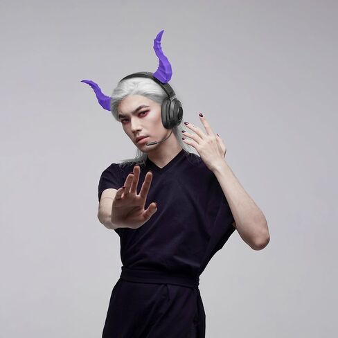 Geekria 3D Printed Demon Horns for Over Ear Headphone, Handmade Devil Horns Headband, Headphone Adjustable Accessories, Cosplay Ears Attachment in Various Dress Up Party Halloween (Purple) in Saudi Arabia