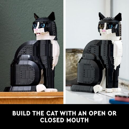 Lego Ideas Tuxedo Cat - مجموعات البناء للبالغين الذين تتراوح أعمارهم بين 18 عامًا - DIY Crafts Kit للديكور المنزلي ، غرفة المعيشة أو غرفة النوم - هدايا لمحبي القط والنساء والرجال - 21349 in Saudi Arabia