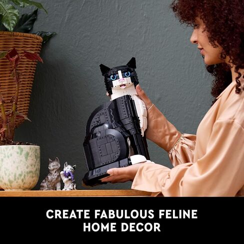Lego Ideas Tuxedo Cat - مجموعات البناء للبالغين الذين تتراوح أعمارهم بين 18 عامًا - DIY Crafts Kit للديكور المنزلي ، غرفة المعيشة أو غرفة النوم - هدايا لمحبي القط والنساء والرجال - 21349 in Saudi Arabia