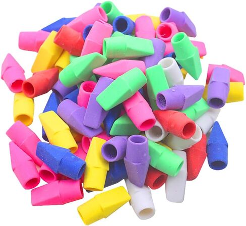 100 PCS Rubber Pencil Tips Tops Eraser Colorful Pencil Caps Eraser Toppers Kids Pencer Eraser Studentery for School Office in Saudi Arabia