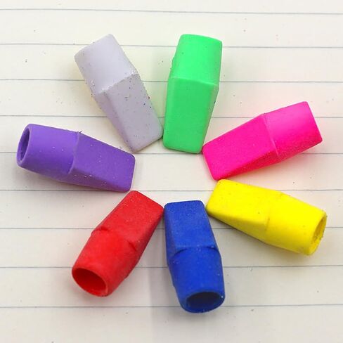100 PCS Rubber Pencil Tips Tops Eraser Colorful Pencil Caps Eraser Toppers Kids Pencer Eraser Studentery for School Office in Saudi Arabia