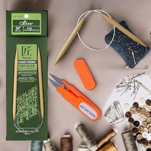 Westlake Art Takumi Bamboo Circular ، 0.32 Oz Size 10 إبر حياكة دائرية 24 بوصة مع مقص التطريز ، والحياكة السلسة ، والكابل المرن لمشاريع سلسة (حزمة 3) in Kuwait