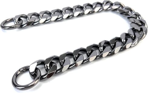 VersaKits Chunky Cuban Chain Charm Purse Strap Aluminum Chain Extender Accessory 15-1/2 Inch Black Chain Decoration Pants Chain Shoe Chain Dog Collar Chain in Kuwait