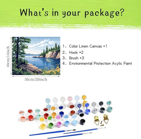 Superior Lake Paint by Numbers, Minnesota Michigan Scenery Paint by Number Kit for Adults, Mountains Lakes Wilderness DIY Oil Painting on Canvas for Home Decor(16x20inch, No Frame) in Saudi Arabia