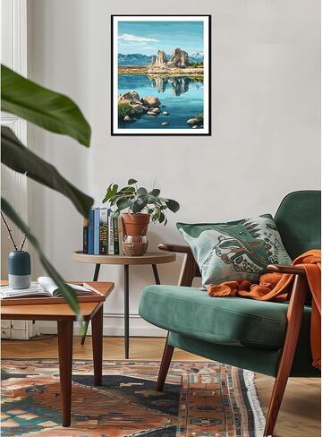 Superior Lake Paint by Numbers, Minnesota Michigan Scenery Paint by Number Kit for Adults, Mountains Lakes Wilderness DIY Oil Painting on Canvas for Home Decor(16x20inch, No Frame) in Saudi Arabia