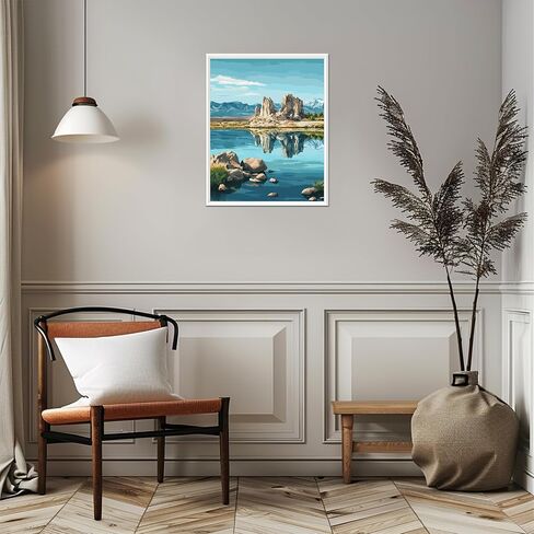Superior Lake Paint by Numbers, Minnesota Michigan Scenery Paint by Number Kit for Adults, Mountains Lakes Wilderness DIY Oil Painting on Canvas for Home Decor(16x20inch, No Frame) in Saudi Arabia