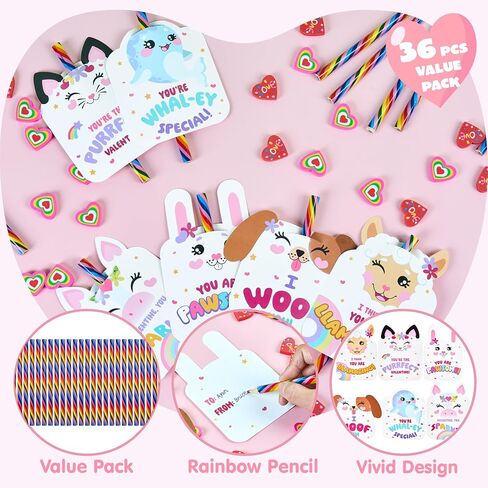 JOYIN 36PCS Rainbow Pencils Assorted Gift, Party Favor Classroom Exchange Stationery Kids Set, Perfect for Reward Prizes, Includes Pencils, Erasers in Saudi Arabia