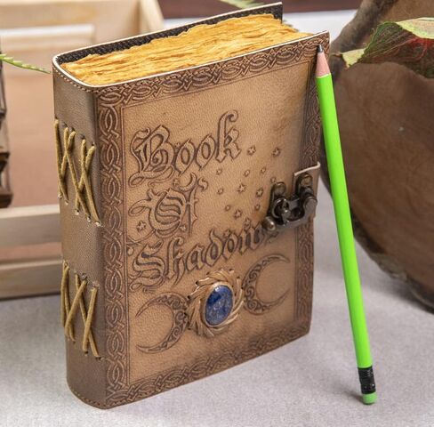 NATURALS EXPORT Blank Book Journal With Lock Clasp Blue Stone Prop Vintage Book Of Shadow Handmade Leather Diary Embossed Antique Notebook Daily 7 X 5 Inches - 200 Pages (Tan) in Saudi Arabia