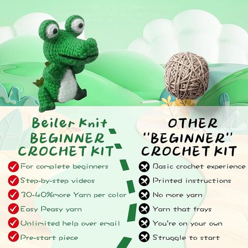 Crochet Kit for Beginners with Premium Core-Spun Cotton,Crochet Animal Kit with Step by Step Video Tutorials (Crocodile) in Saudi Arabia