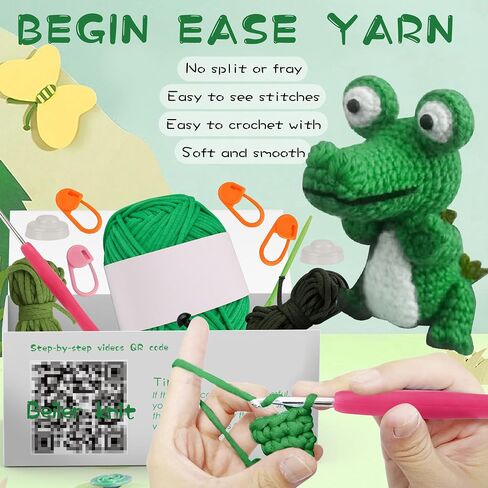 Crochet Kit for Beginners with Premium Core-Spun Cotton,Crochet Animal Kit with Step by Step Video Tutorials (Crocodile) in Saudi Arabia