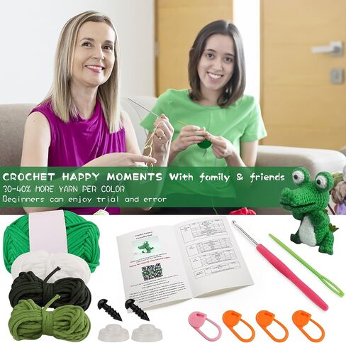 Crochet Kit for Beginners with Premium Core-Spun Cotton,Crochet Animal Kit with Step by Step Video Tutorials (Crocodile) in Saudi Arabia