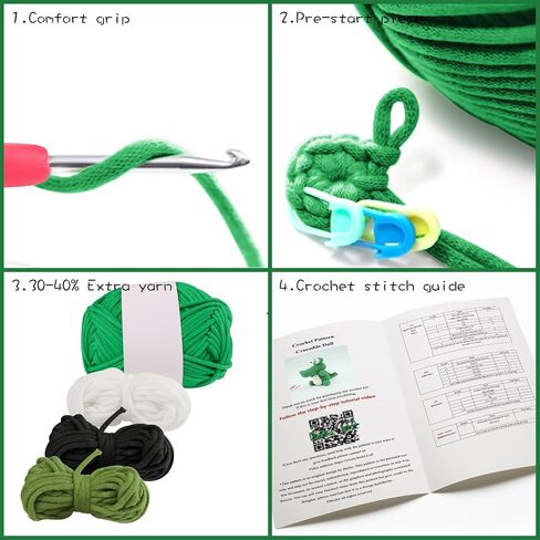 Crochet Kit for Beginners with Premium Core-Spun Cotton,Crochet Animal Kit with Step by Step Video Tutorials (Crocodile) in Saudi Arabia