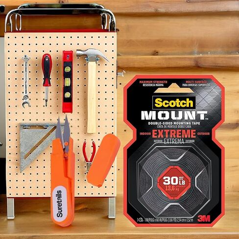 Scotch Double-Sided Extreme Mounting Tape, 1.45 Oz, 1"X60", Holds 30 Lbs, Weather-Resistant, Versatile, Bundle With Embroidery Scissors, Easy Application, Indoor/Outdoor Use (Pack Of 6) in Kuwait