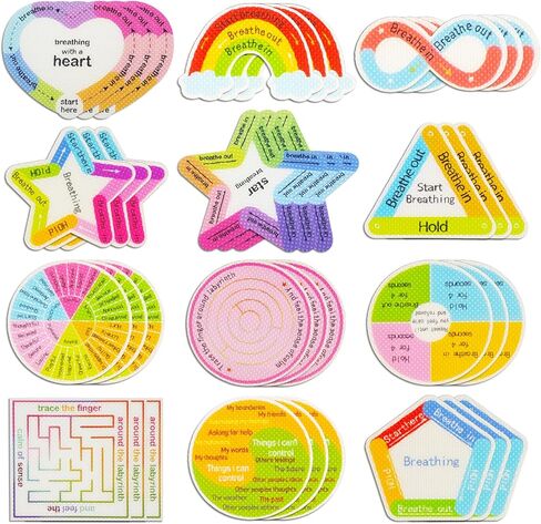 Tastin Calm Strips Anxiety Relief Adhesive Sensory Stickers, Safe Materials & Waterproof - Ideal for School Counselors, Teachers, Students, Office Workers, Offices and Classrooms (36 Pcs) in Kuwait