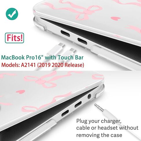for MacBook Pro 16 inch Case 2019 2020 Release Model A2141, [Sturdy Shockproof] Hard Shell Case with Screen Protector & Keyboard Cover & Dust Plug, Bow in Kuwait