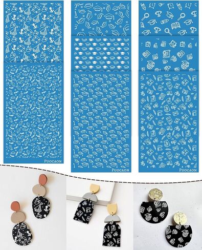 شاشة الحرير الطين Puocaon - 8 أجهزة كمبيوتر قابلة لإعادة الاستخدام شاشة الحرير القابلة لإعادة الاستخدام للمجوهرات الطينية البوليمر ، ومسلسلات شاشة شاشة البوليمر المدار in Kuwait