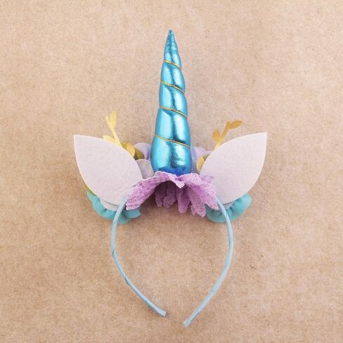 Nishine Girls Unicorn Horn Headband with Chiffon Leaf Floral Unicron Tiara Halloween Cospaly Party Supply in Saudi Arabia